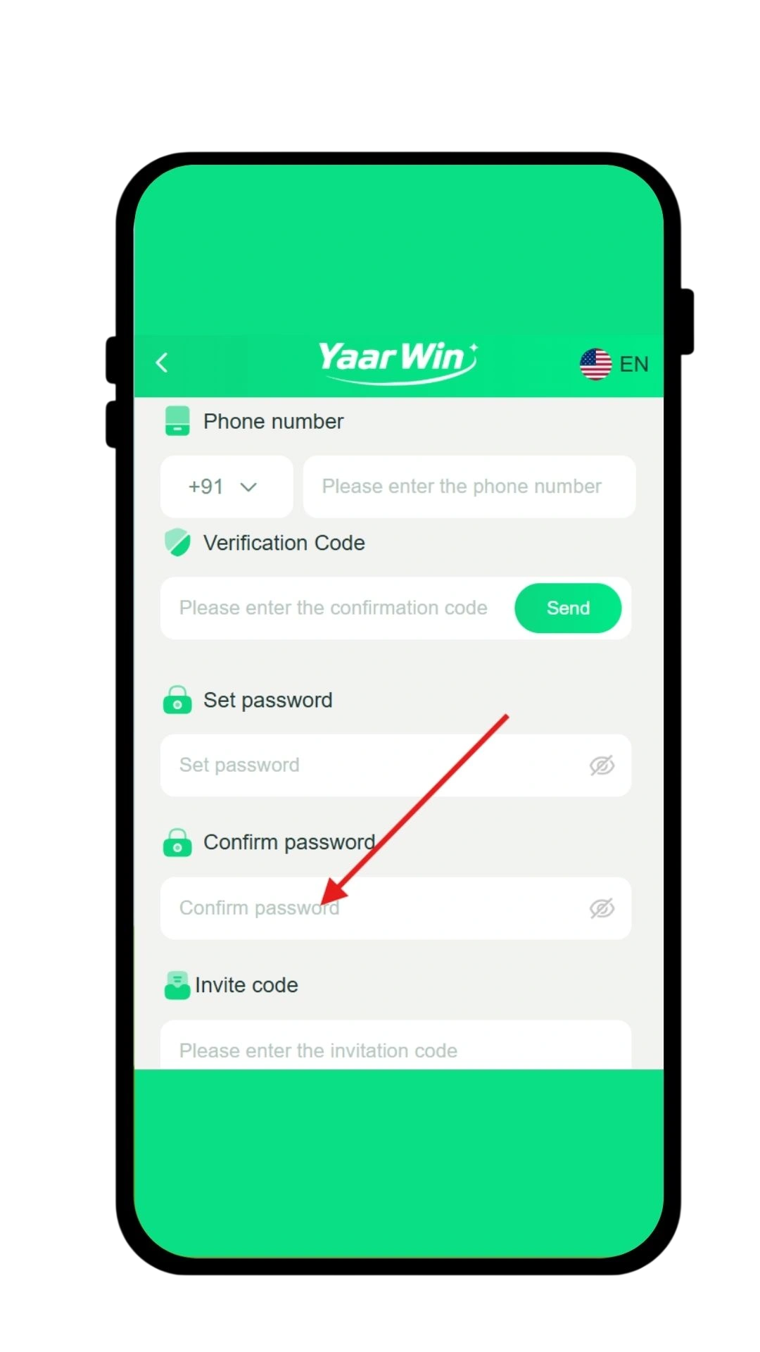 Type the password again to confirm it